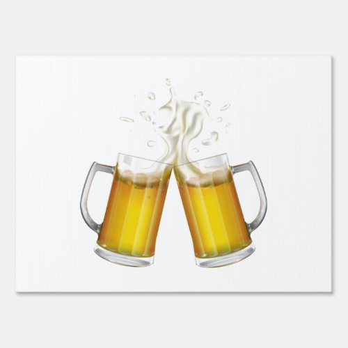 Two mugs with a light beer sign