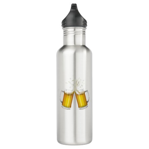 Two mugs with a light beer stainless steel water bottle