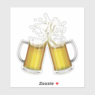 Two mugs with a light beer. sticker
