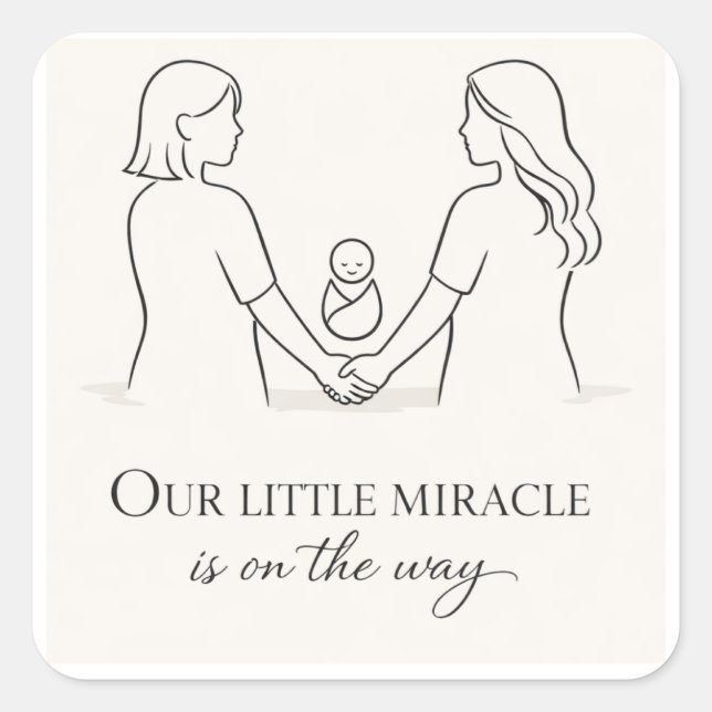 Two mums baby shower  square sticker (Front)