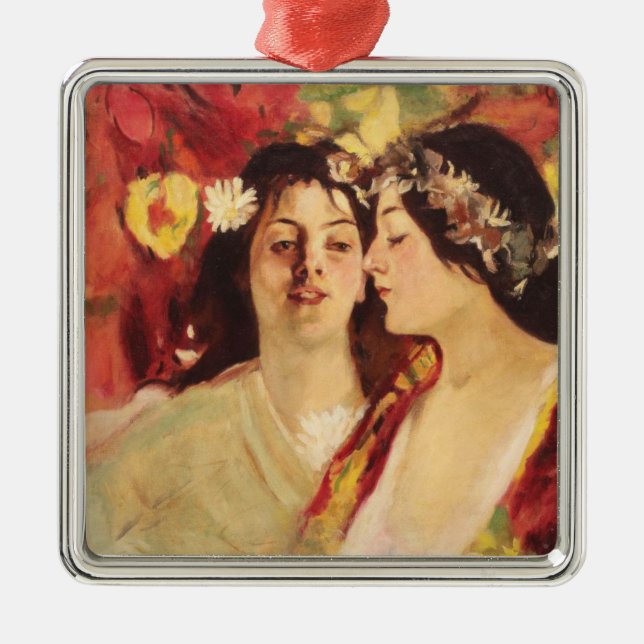 Two Muses of Spring (by Stefan Luchian) Metal Ornament (Front)