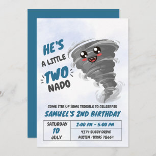 Two-Nado Tornado Second Birthday Party  Invitation