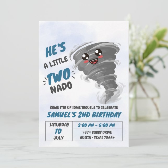 Two-Nado Tornado Second Birthday Party  Invitation