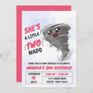 Two-Nado Tornado Second Birthday Party  Invitation