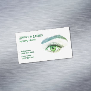 Two Names Brows Lashes Tech Green Business Card Magnet