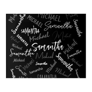 Two names couple pattern monogram black grey white acrylic print
