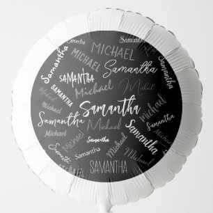 Two names couple pattern monogram black grey white balloon
