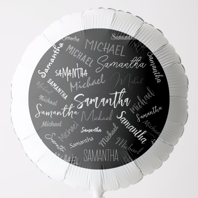 Two names couple pattern monogram black grey white balloon (Front)
