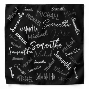 Two names couple pattern monogram black grey white bandana