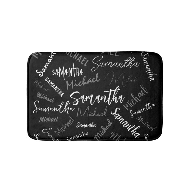 Two names couple pattern monogram black grey white bath mat (Front)