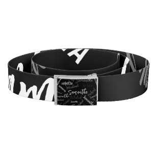 Two names couple pattern monogram black grey white belt
