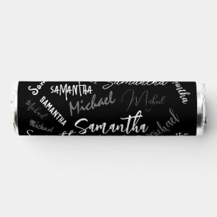 Two names couple pattern monogram black grey white breath savers® mints