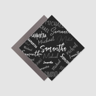 Two names couple pattern monogram black grey white car magnet