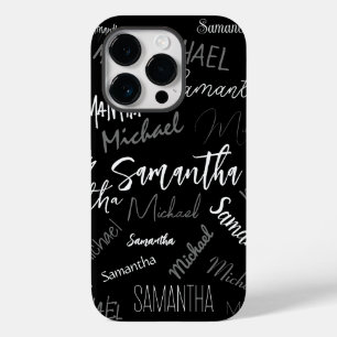 Two names couple pattern monogram black grey white Case-Mate iPhone 14 pro case