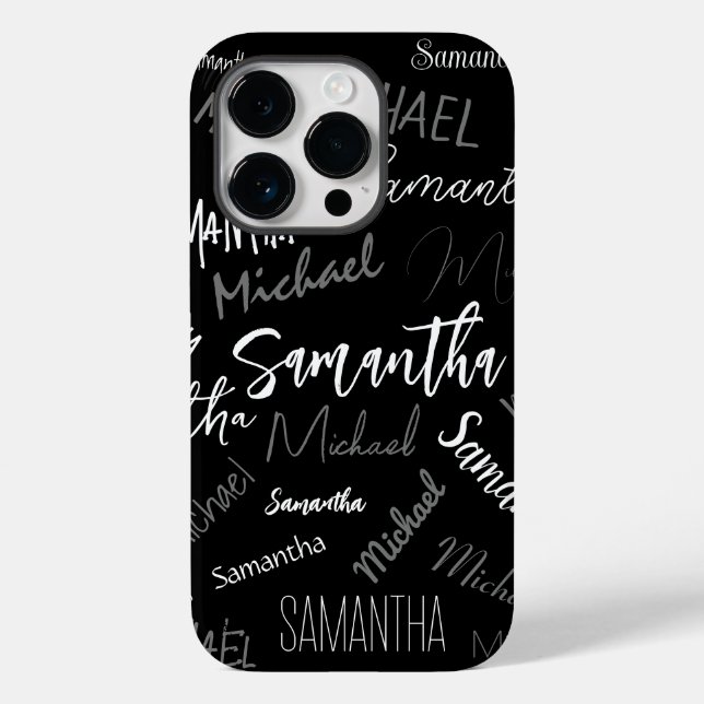 Two names couple pattern monogram black grey white Case-Mate iPhone case (Back)