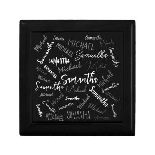 Two names couple pattern monogram black grey white gift box