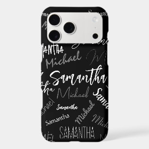 Two names couple pattern monogram black grey white iPhone 17 pro max case