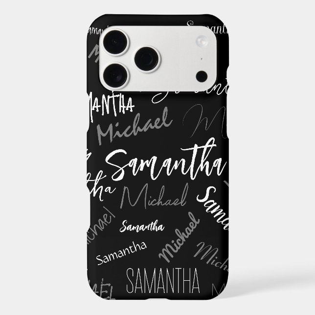 Two names couple pattern monogram black grey white iPhone case (Back)