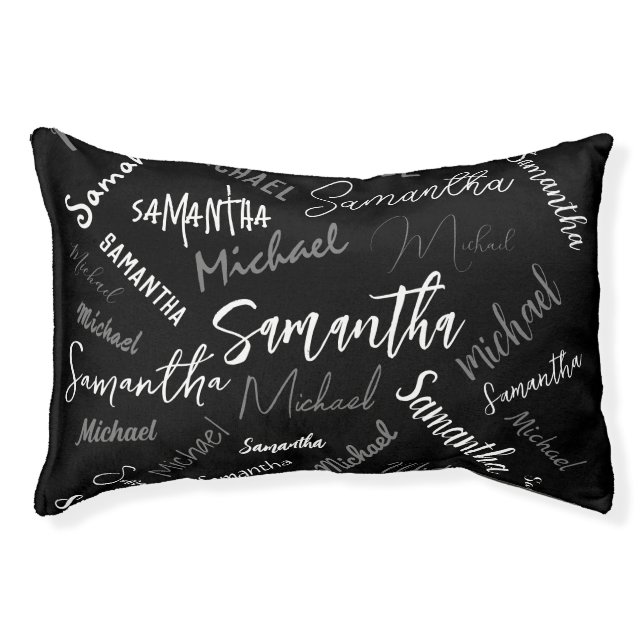 Two names couple pattern monogram black grey white pet bed (Front)