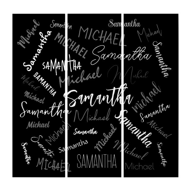 Two names couple pattern monogram black grey white triptych (Front)