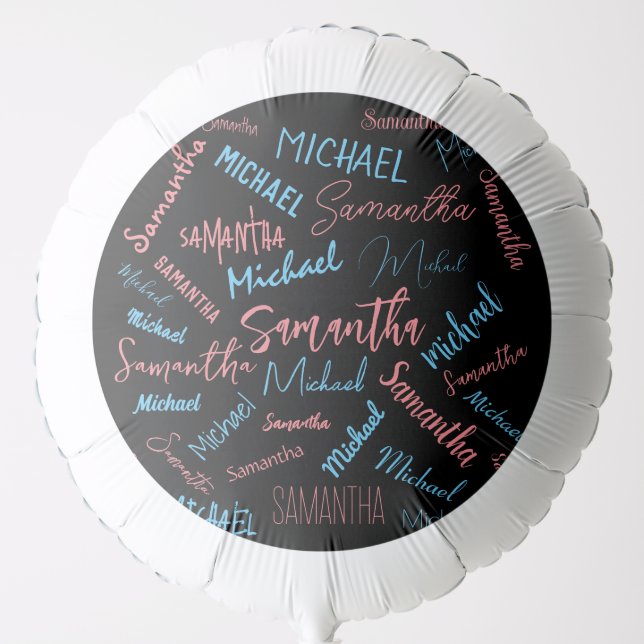 Two names couples pattern monogram blue light pink balloon (Front)