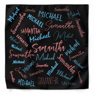 Two names couples pattern monogram blue light pink bandana