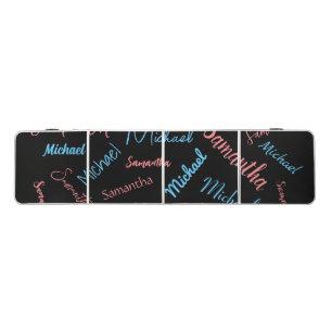 Two names couples pattern monogram blue light pink beer pong table