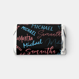 Two names couples pattern monogram blue light pink hershey's miniatures