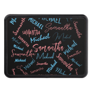 Two names couples pattern monogram blue light pink hitch cover