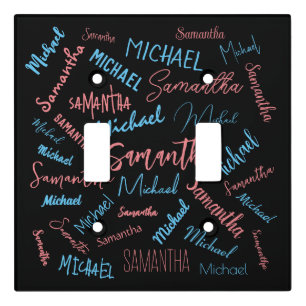 Two names couples pattern monogram blue light pink light switch cover