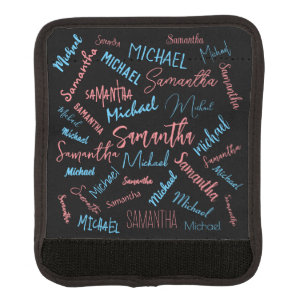 Two names couples pattern monogram blue light pink luggage handle wrap