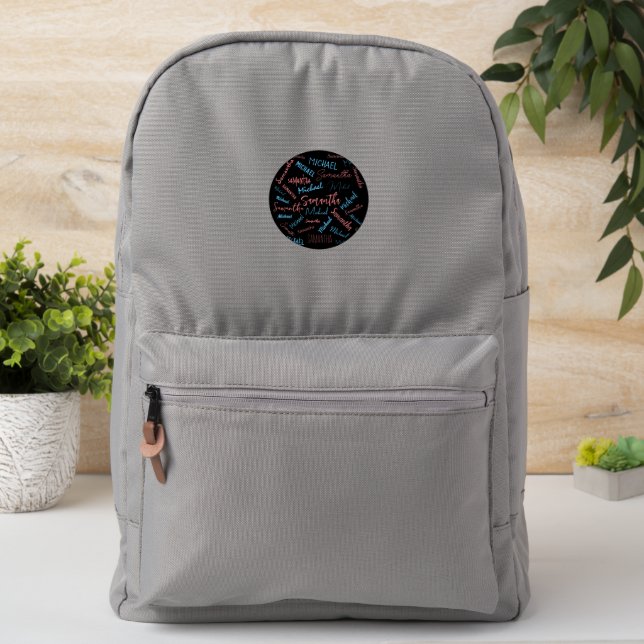 Two names couples pattern monogram blue light pink patch (On Backpack)