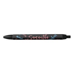 Two names couples pattern monogram blue light pink pen