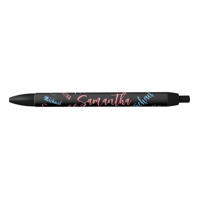 Two names couples pattern monogram blue light pink pen (Front)