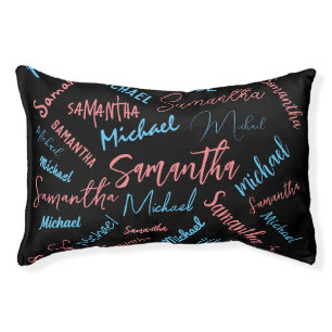 Two names couples pattern monogram blue light pink pet bed