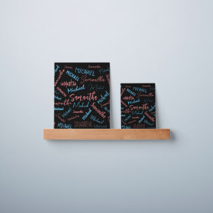 Two names couples pattern monogram blue light pink picture ledge