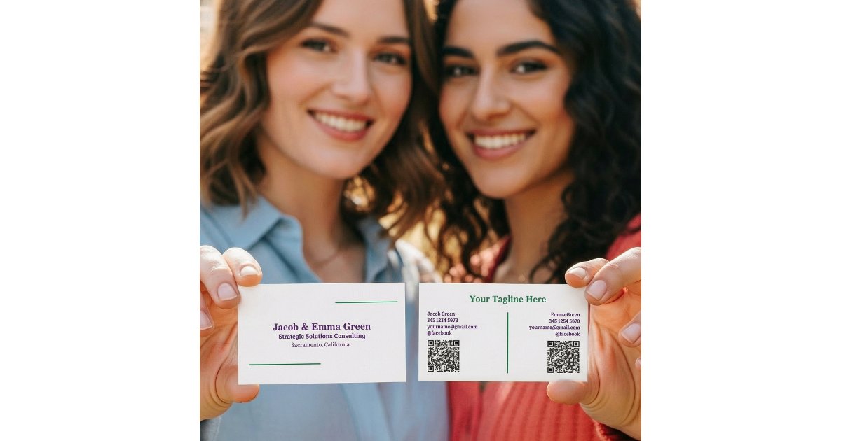 Two Names Custom QR Business Card | Zazzle