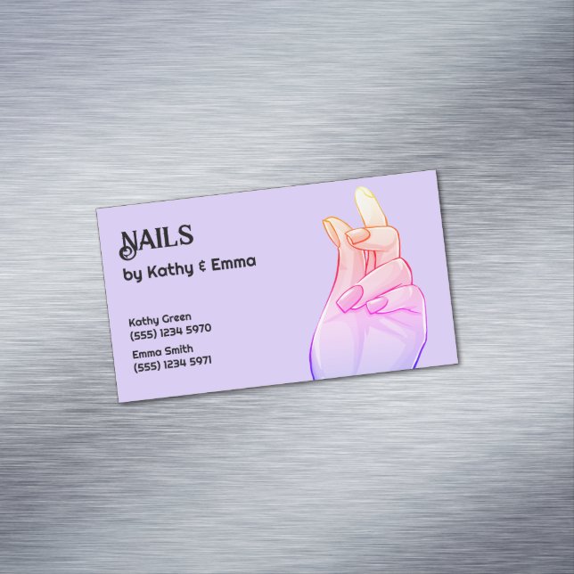Two Names Manicure Nails Business Card Magnet (In Situ)