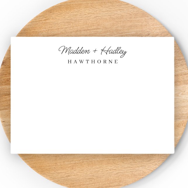 Two Names Monogram Elegant Couple Stationery Note Card (Creator Uploaded)