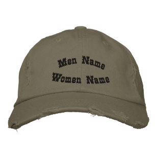 Two Names One Journey Light Olive Distressed-Hat Embroidered Baseball Cap