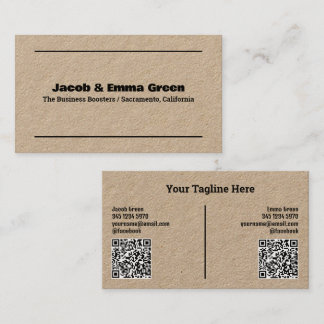 Two Names QR Kraft Business Card