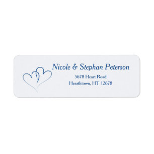 Two Nautical Blue Hearts Intertwined Label