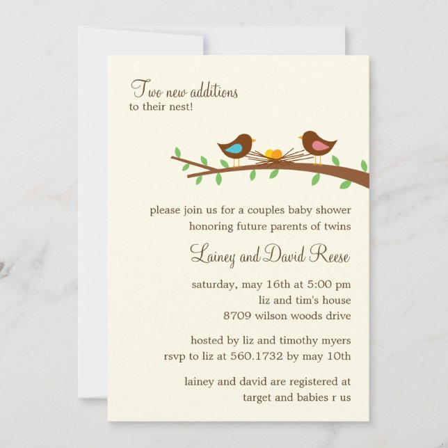 Two New Eggs Twins Baby Shower Invitation (Front)