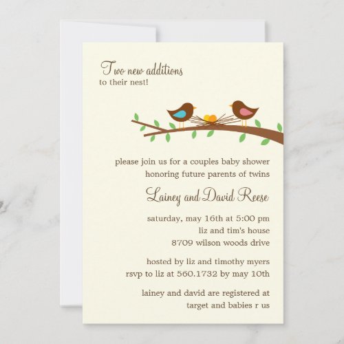 Two New Eggs Twins Baby Shower Invitation