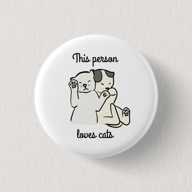 Two Newborn Kittens Cartoon Drawing Cat Lover Button (Front)