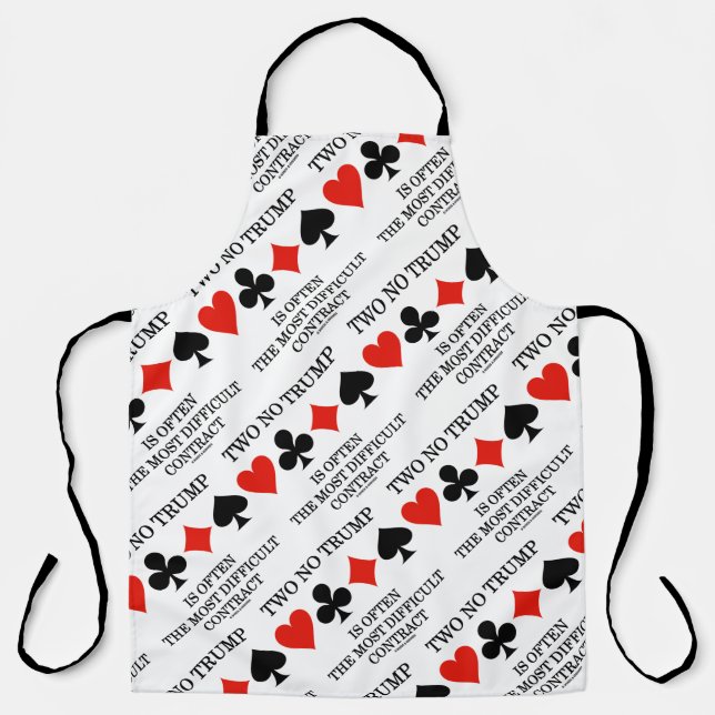 Two No Trump Most Difficult Contract Bridge Humor Apron (Front)