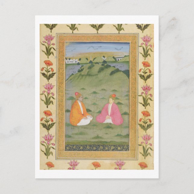 Two nobles seated in a landscape, from the Small C Postcard (Front)