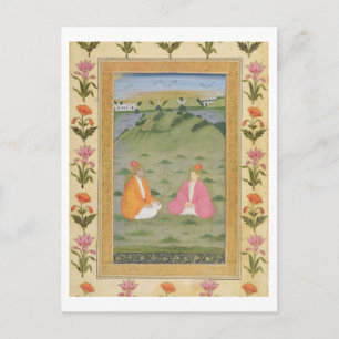 Two nobles seated in a landscape, from the Small C Postcard