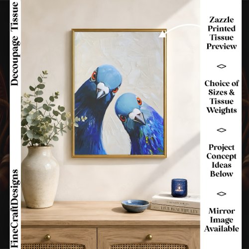 Two Nosy Curious Pigeons Looking at You FW6L Tissue Paper
