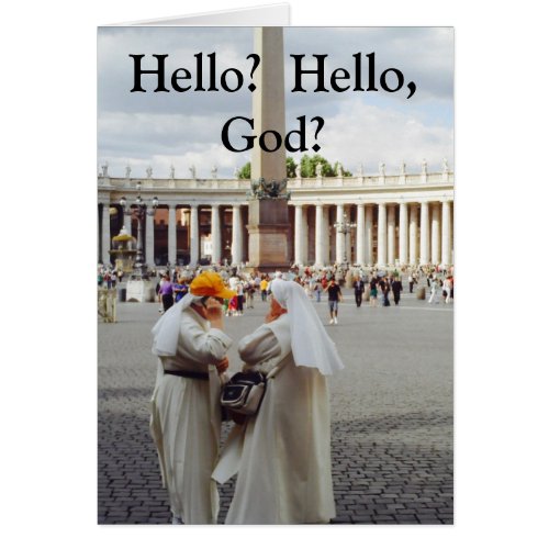 Two Nuns talk 2 God Again Card